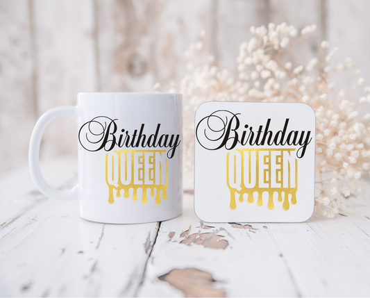 Birthday queen mug and coaster set