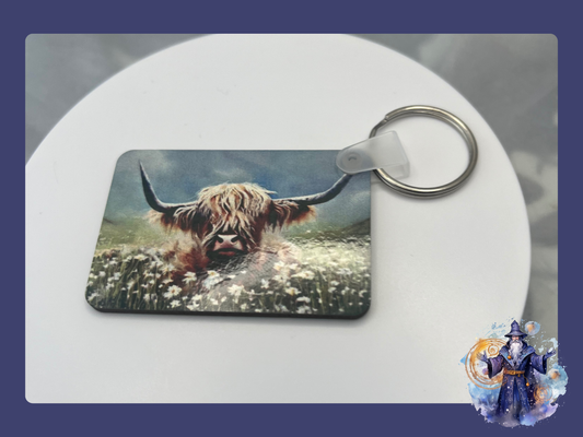 Highland cow key ring