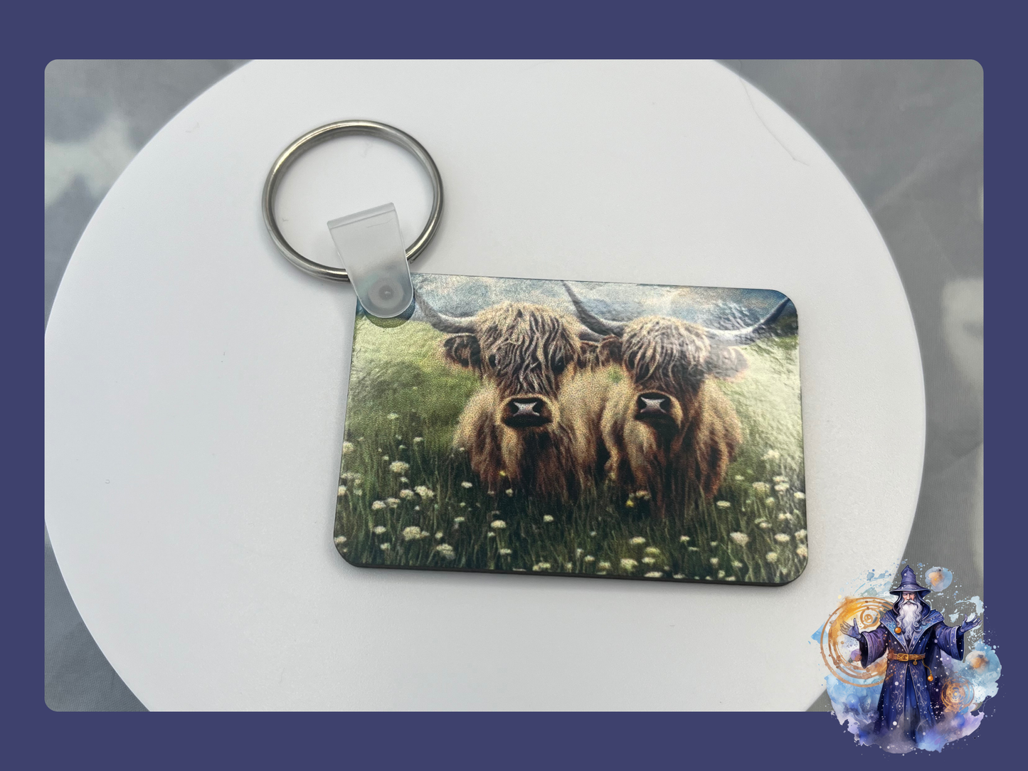 Highland cow key ring