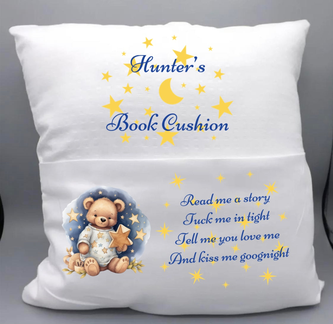 Personalised book cushion